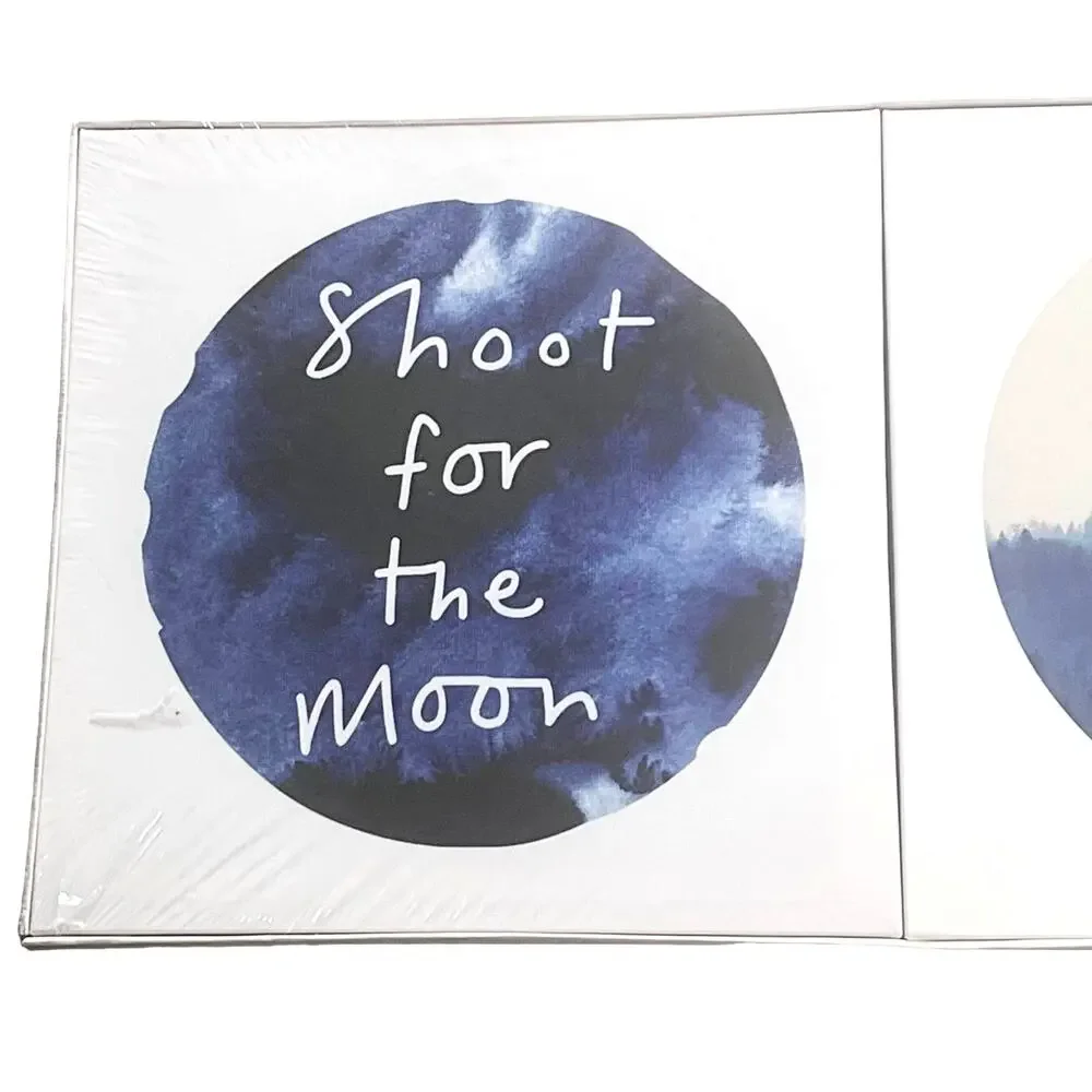 Ikea Canvas Wall Art Blue Moon 3pc Shoot For The Moon White Decor Trio 16